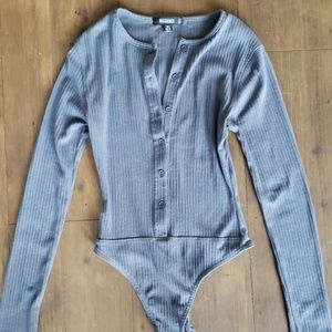 Grey ribbed bodysuit